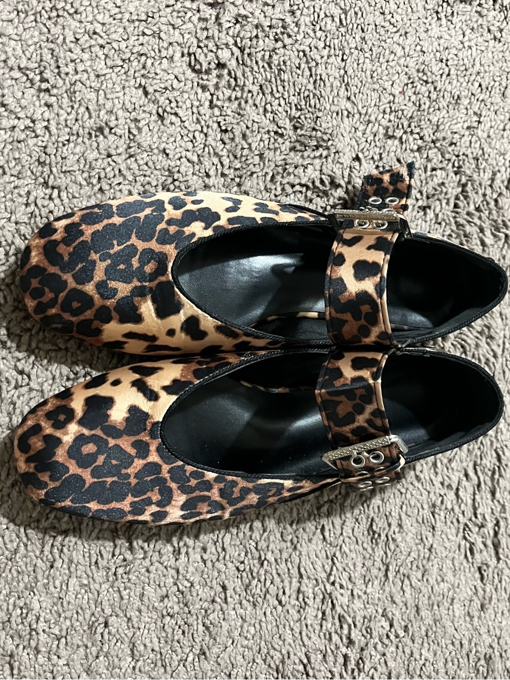Leopard Print Mary Jane Flats with Buckle Strap - Brown - Picture 4 of 11